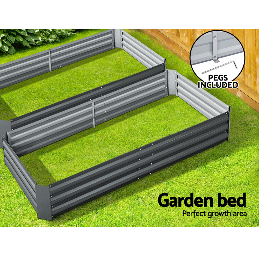 Garden Bed 2PCS 210X90X30cm  Galvanised Steel Raised Planter - image4
