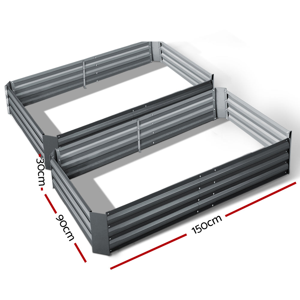 Garden Bed 2PCS 150X90X30CM Galvanised Steel Raised Planter - image2