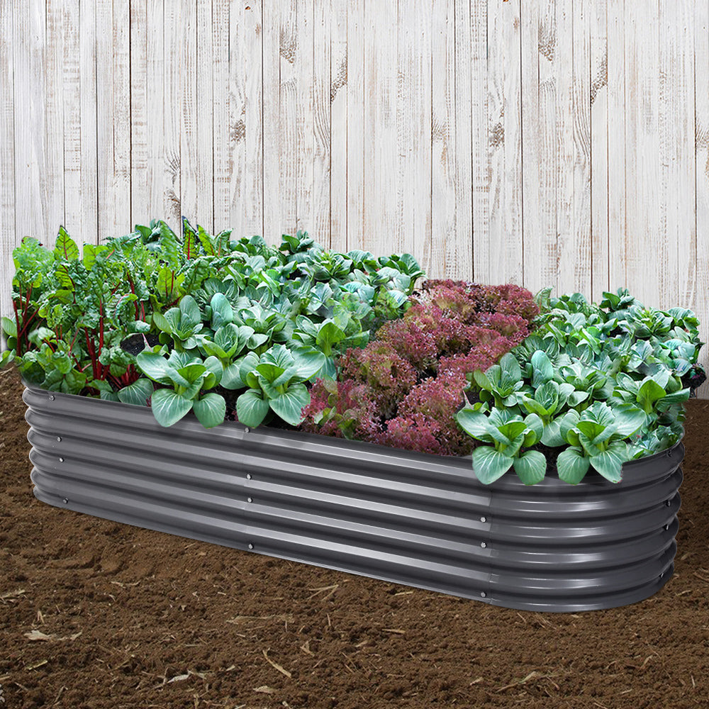 240X80X42CM Galvanised Raised Garden Bed Steel Instant Planter - image7