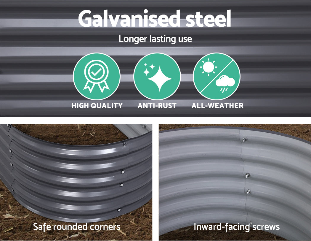 320X80X42CM Galvanised Raised Garden Bed Steel Instant Planter - image4