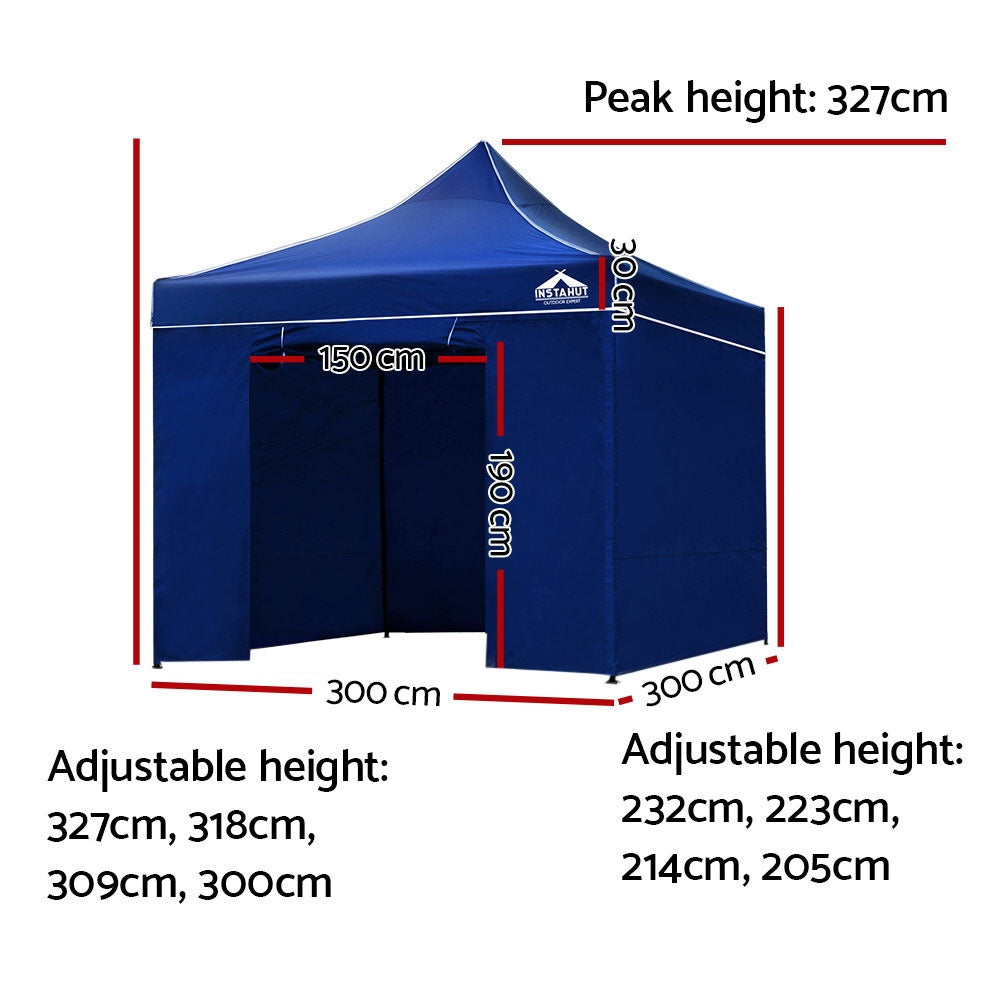 Gazebo Pop Up Marquee 3x3m Folding Wedding Tent Gazebos Shade Blue - image2