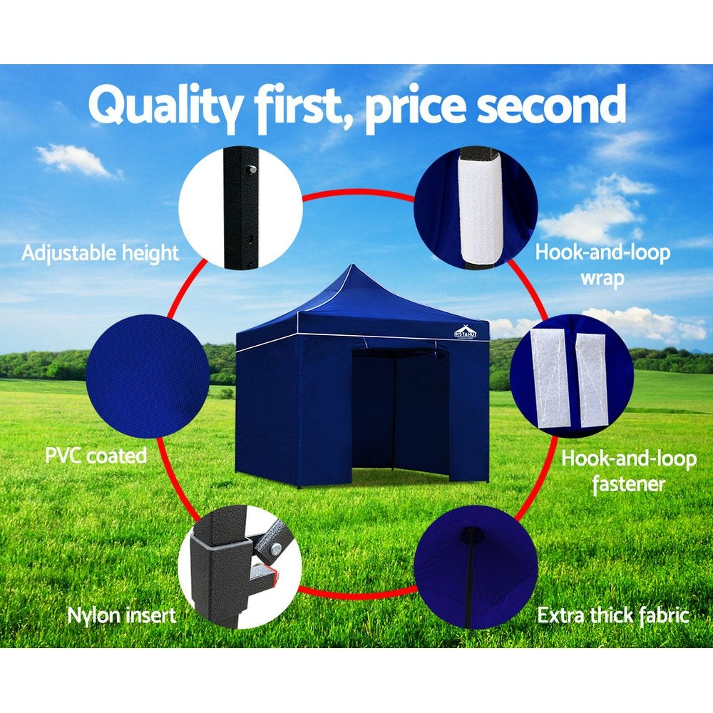 Gazebo Pop Up Marquee 3x3m Folding Wedding Tent Gazebos Shade Blue - image6