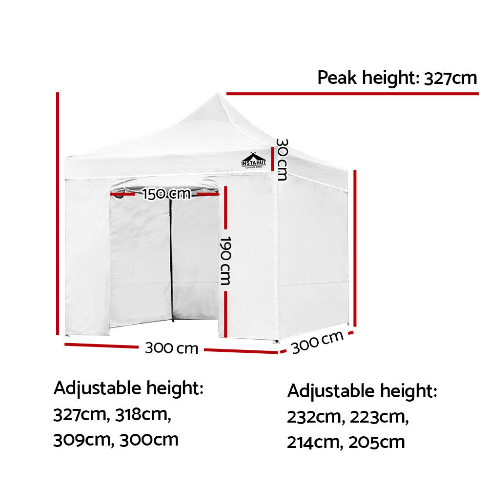 Gazebo Pop Up Marquee 3x3m Folding Wedding Tent Gazebos Shade White - image2