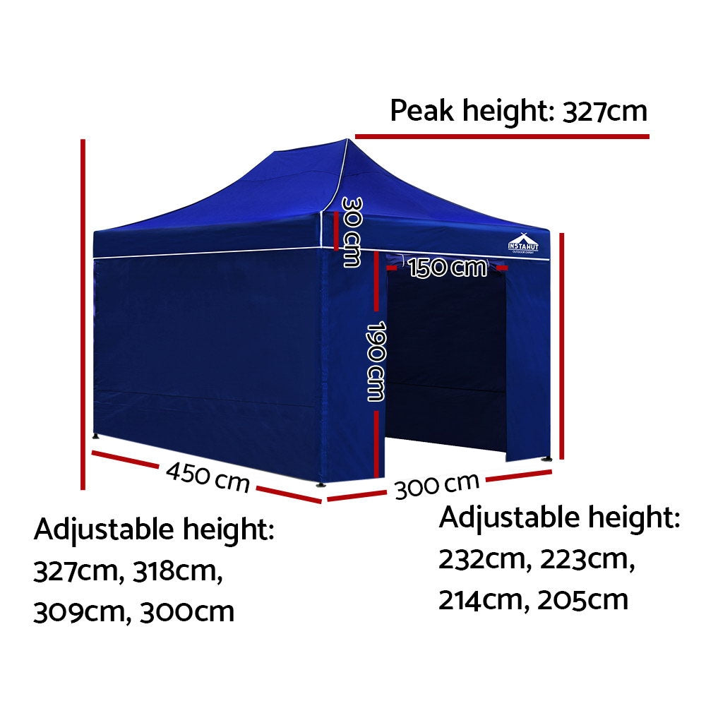 Gazebo Pop Up Marquee 3x4.5m Folding Wedding Tent Gazebos Shade Blue - image2