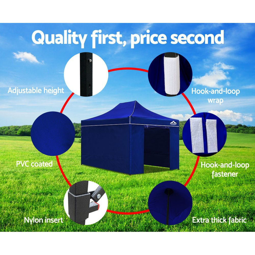 Gazebo Pop Up Marquee 3x4.5m Folding Wedding Tent Gazebos Shade Blue - image6