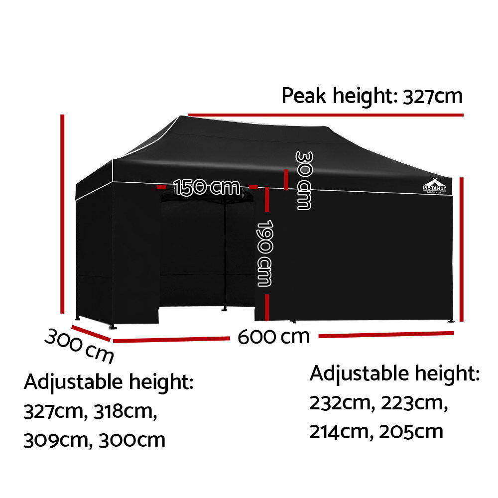 Gazebo Pop Up Marquee 3x6m Folding Wedding Tent Gazebos Shade Black - image2