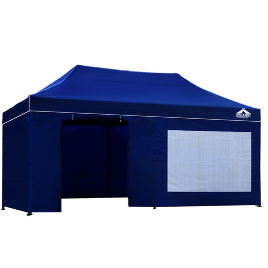 Gazebo Pop Up Marquee 3x6m Folding Wedding Tent Gazebos Shade Blue - image1