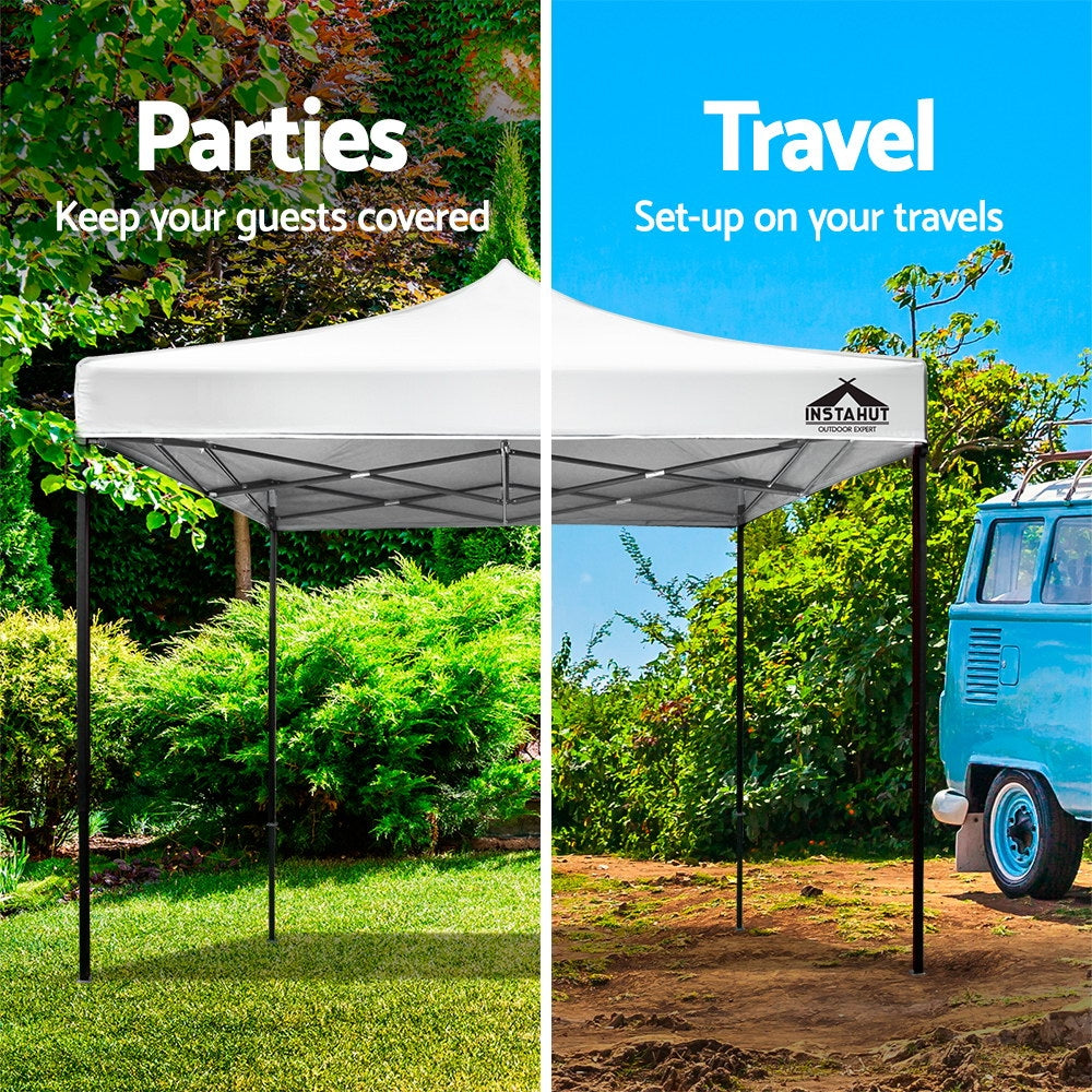 Gazebo Pop Up Marquee 3x3m Outdoor Tent Folding Wedding Gazebos White - image4