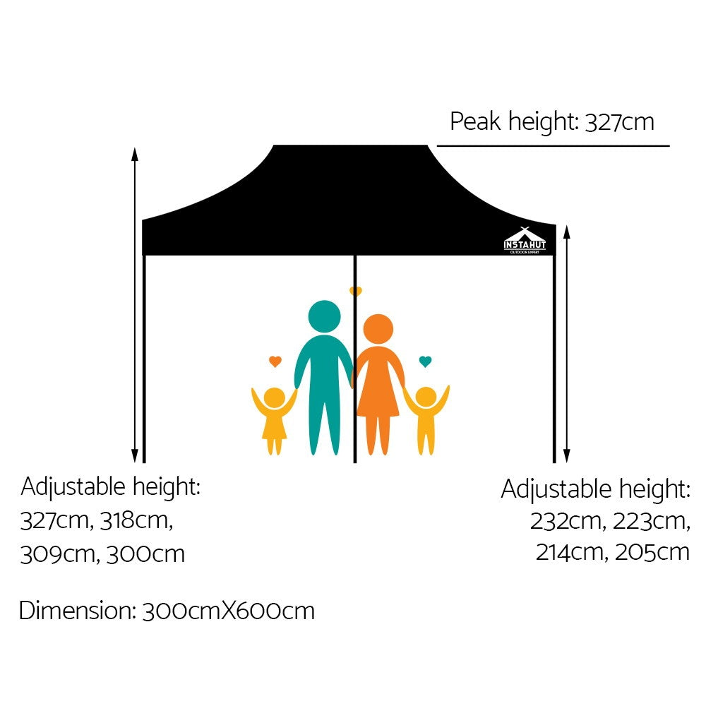 Gazebo Pop Up Marquee 3x6m Outdoor Tent Folding Wedding Gazebos Black - image2