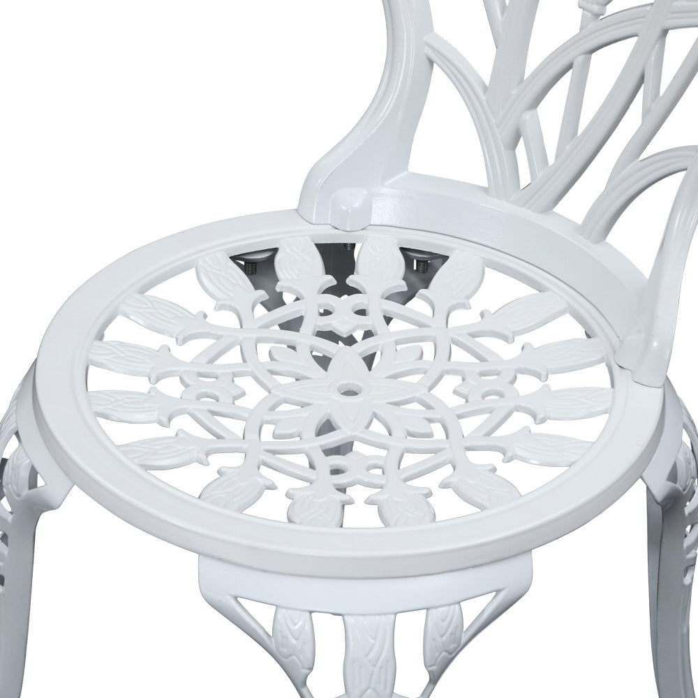 3PC Outdoor Setting Cast Aluminium Bistro Table Chair Patio White - image6