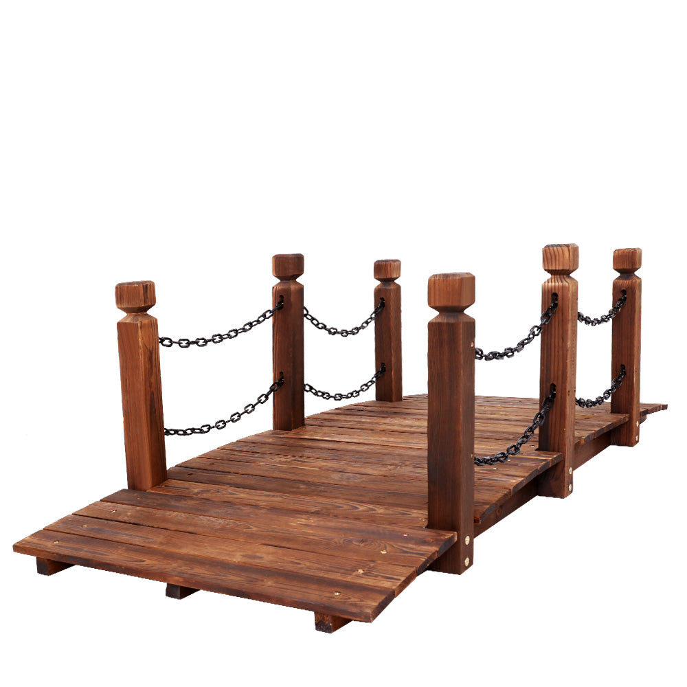 Garden Rustic Chain Bridge Wooden Decoration Decor Landscape 160cm Length Rail - image1