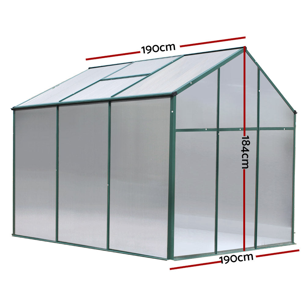 Greenfingers Greenhouse Aluminum Green House Garden Shed Polycarbonate 1.9x1.9M - image2