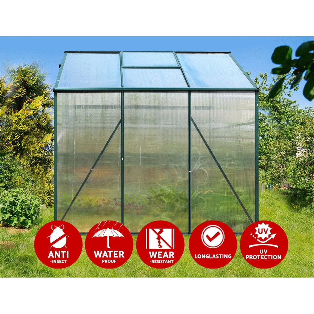 Greenfingers Greenhouse Aluminum Green House Garden Shed Polycarbonate 1.9x1.9M - image5