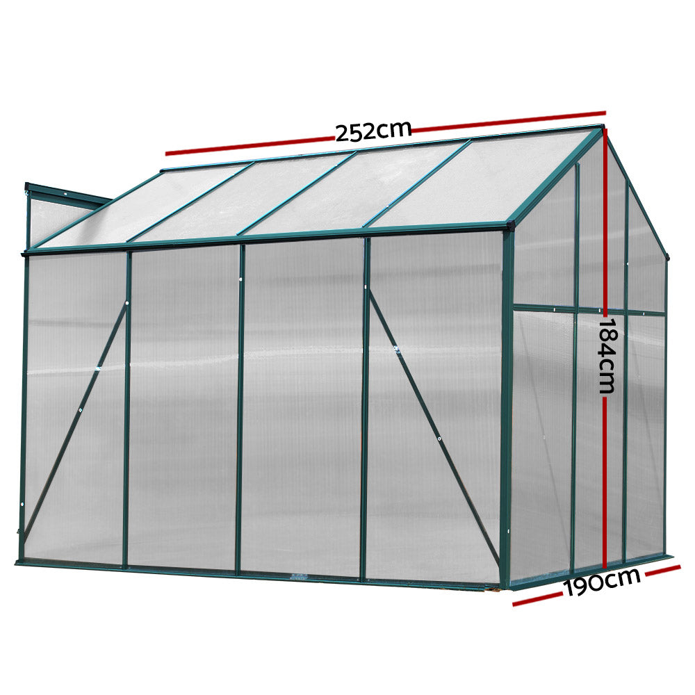 Aluminum Greenhouse Green House Garden Shed Polycarbonate 2.52x1.9M - image2