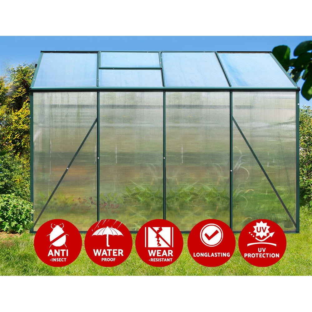 Aluminum Greenhouse Green House Garden Shed Polycarbonate 2.52x1.9M - image5