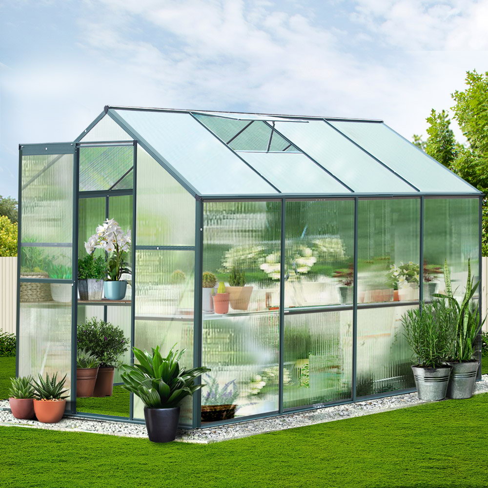 Aluminum Greenhouse Green House Garden Shed Polycarbonate 2.52x1.9M - image8