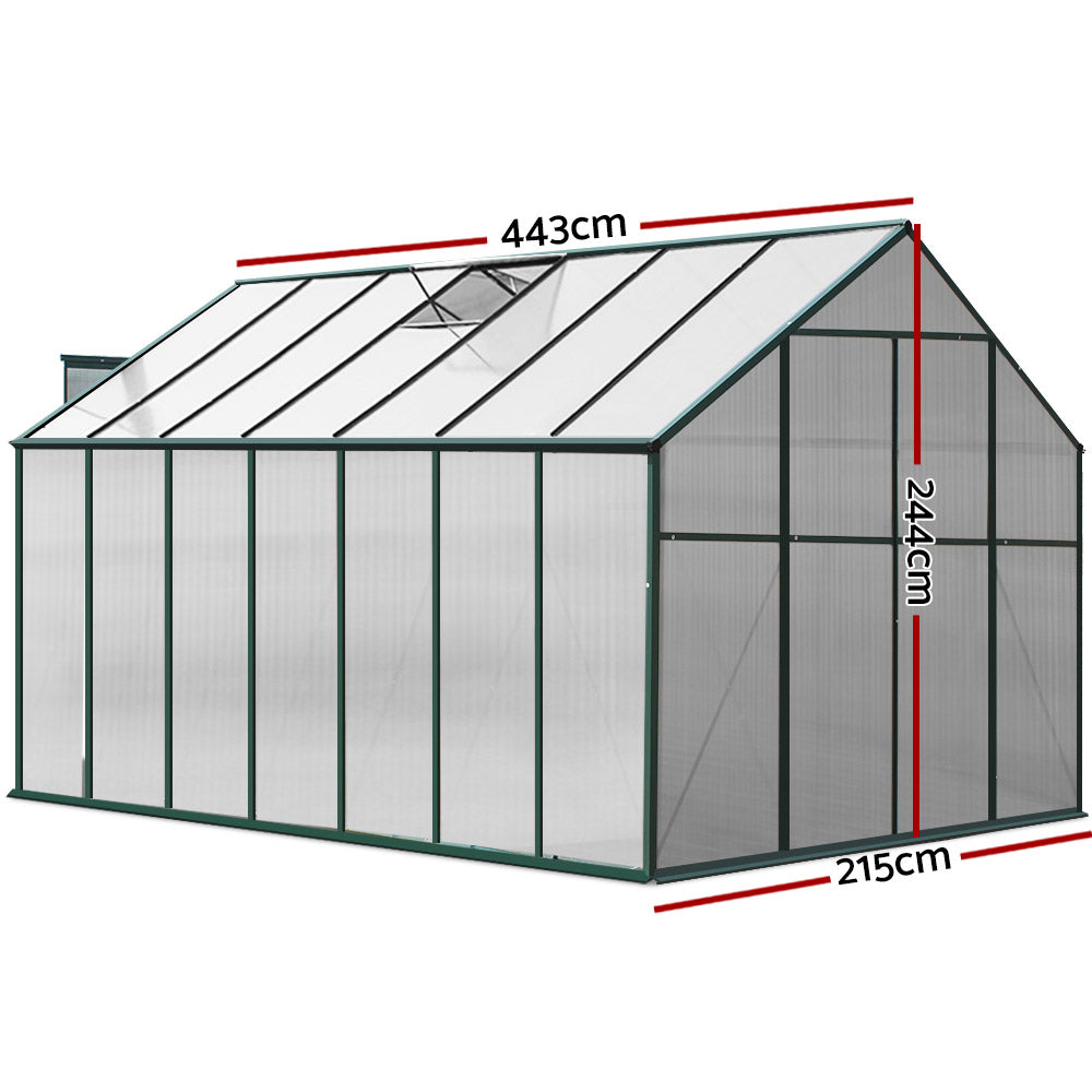 Aluminium Greenhouse Green House Garden Polycarbonate 4.43X2.44M - image2