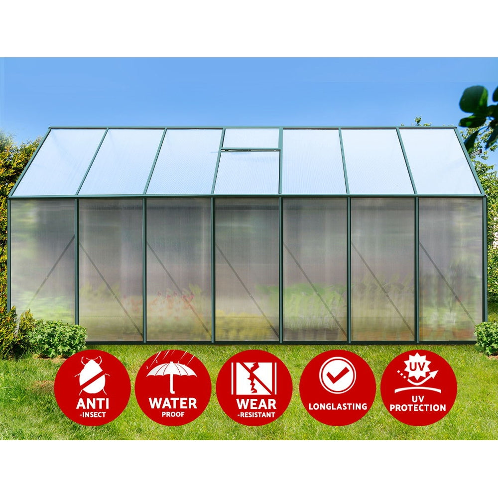 Aluminium Greenhouse Green House Garden Polycarbonate 4.43X2.44M - image5