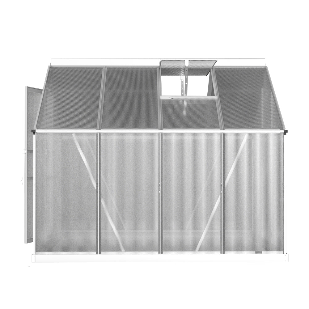 Greenhouse Aluminium Green House Polycarbonate Garden Shed 2.4x1.9M - image2