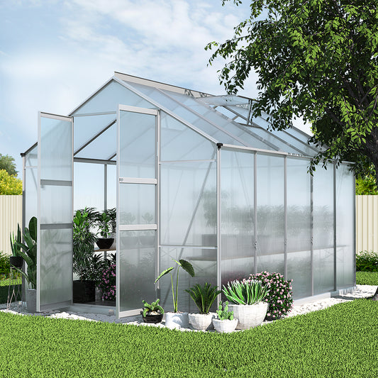 Greenhouse Aluminium Polycarbonate Green House Garden Shed 3x2.5M - image1