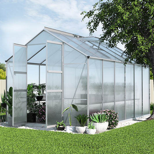 Aluminium Greenhouse Green House Garden Shed Polycarbonate 3.7x2.5M - image1