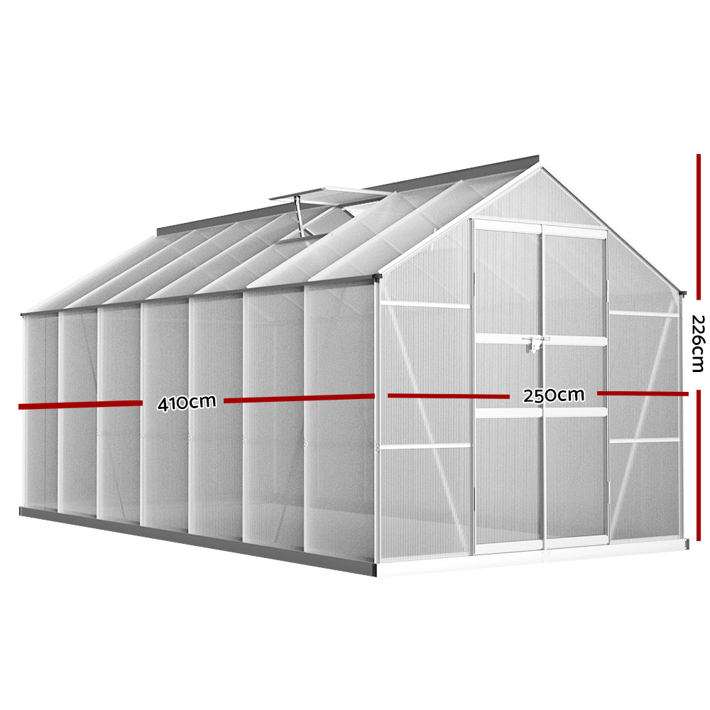 Greenhouse Aluminium Green House Garden Shed Polycarbonate 4.1x2.5M - image3