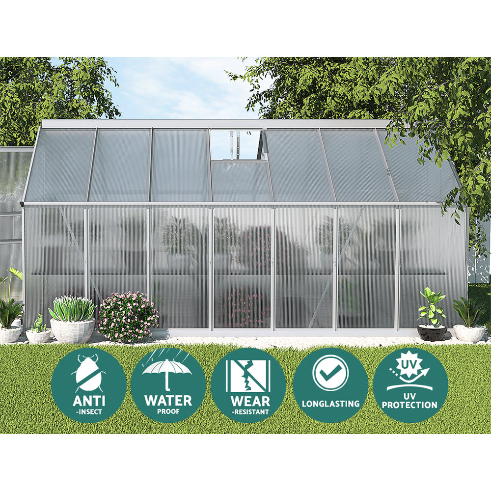 Greenhouse Aluminium Green House Polycarbonate Garden Shed 4.2x2.5M - image6