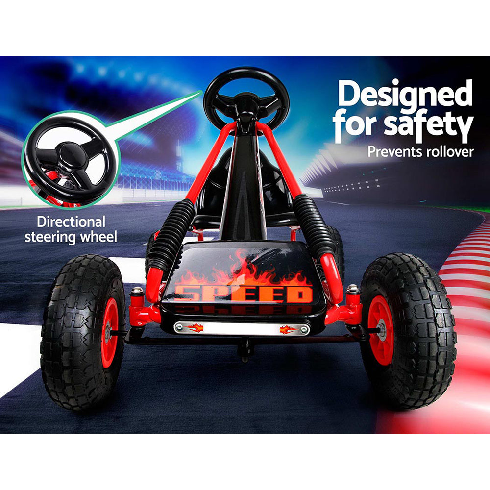 Kids Pedal Go Kart Car Ride On Toys Racing Bike Rubber Tyre Adjustable Seat - image4