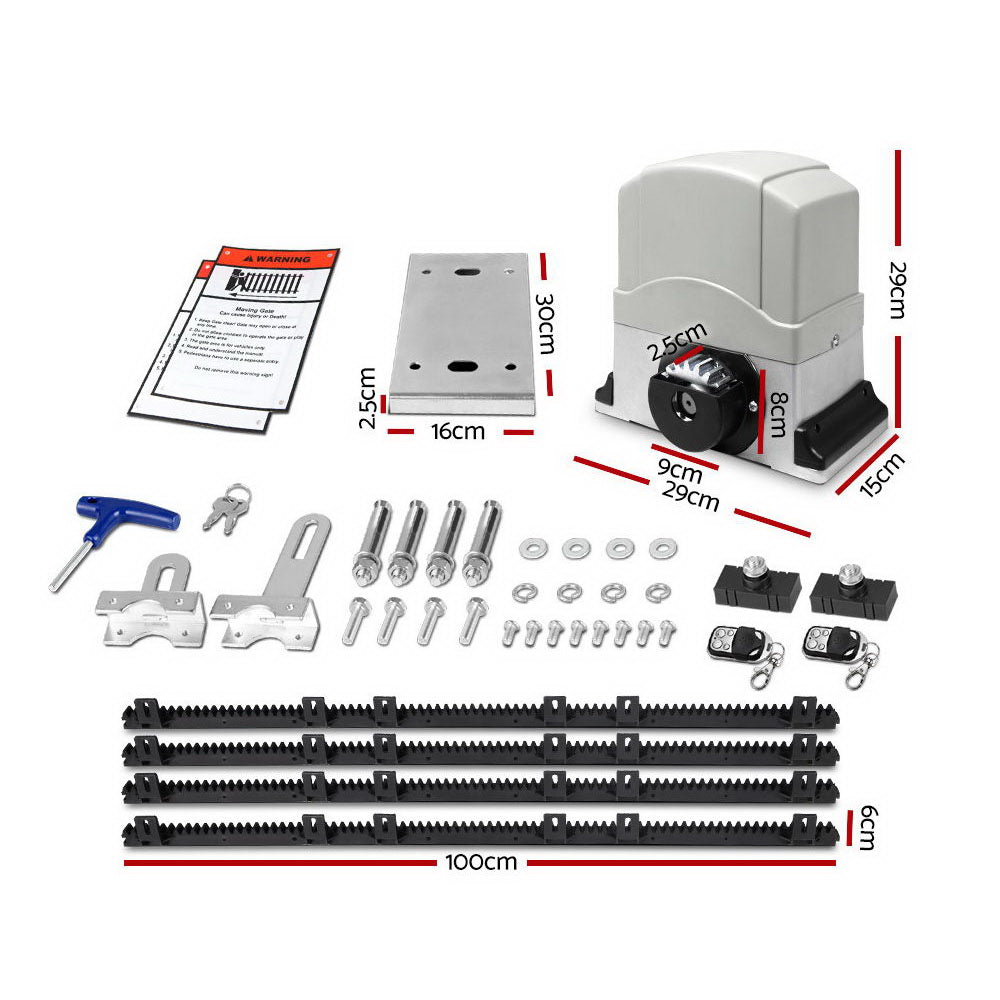 LockMaster Electric Sliding Gate Opener 1200KG With Hardware Kit 4M Rail - image2