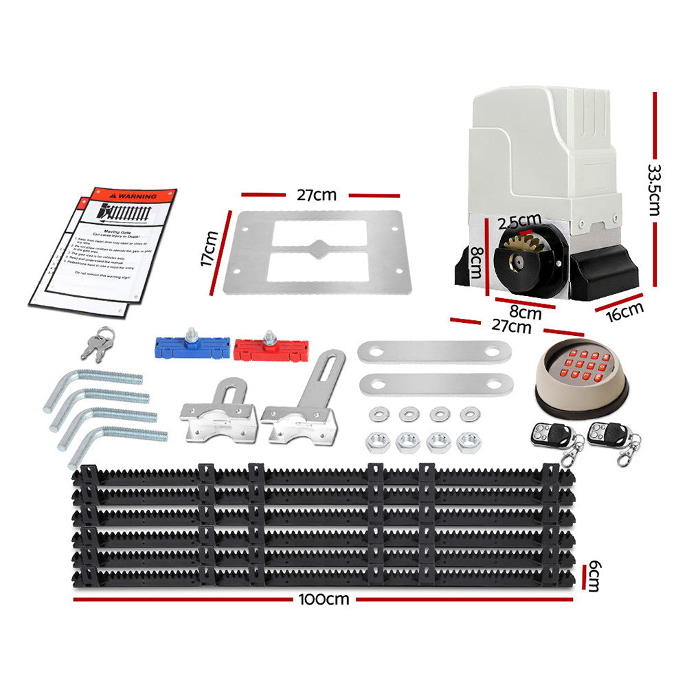 LockMaster Electric Sliding Gate Opener 1800KG Motor Kit Auto Keypad Remote 6M Rail - image2