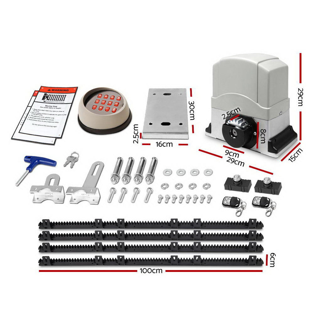 Auto Electric Sliding Gate Opener 1200KG Keypad 4M Rails - image2