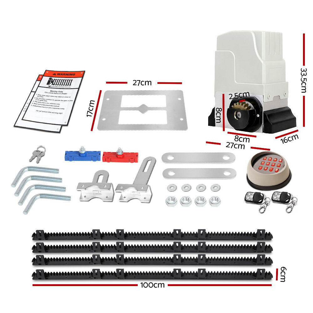 LockMaster Electric Sliding Gate Opener 1800KG With Keypad Remote 4M Rail - image2