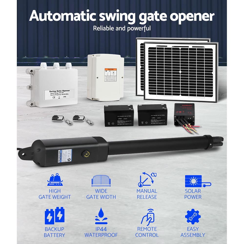 LockMaster 600KG Swing Gate Opener Automatic Electric Solar Power Remote Control - image4