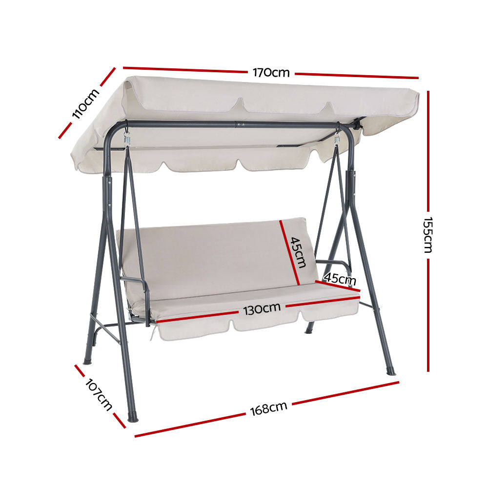 Outdoor Swing Chair Hammock 3 Seater Garden Canopy Bench Seat Backyard - image2