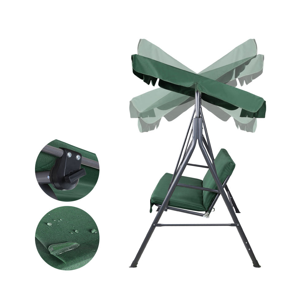 Swing Chair Hammock Outdoor Furniture Garden Canopy Bench Seat Green - image3