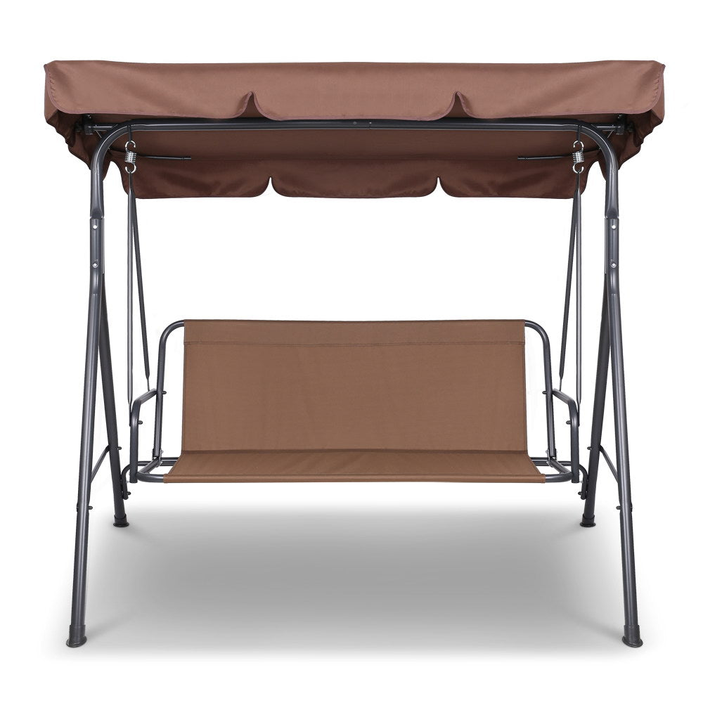 3 Seater Outdoor Canopy Swing Chair - Coffee - image5