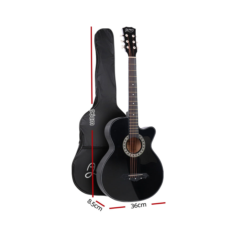 ALPHA 38 Inch Wooden Acoustic Guitar with Accessories set Black - image2