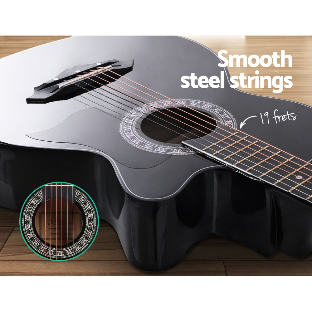 ALPHA 38 Inch Wooden Acoustic Guitar with Accessories set Black - image5
