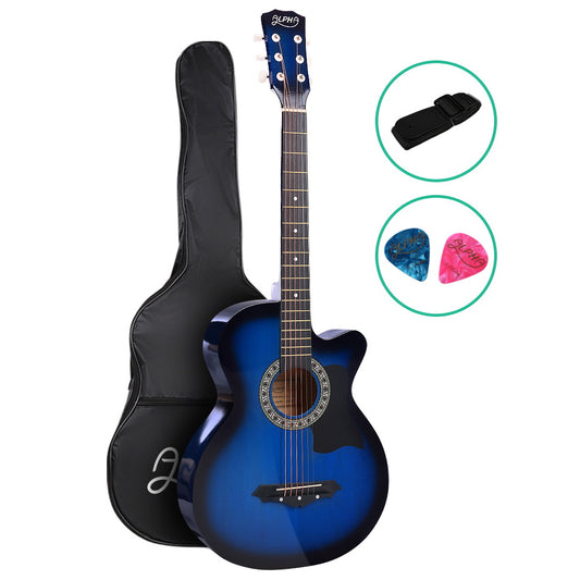 ALPHA 38 Inch Wooden Acoustic Guitar Blue - image1