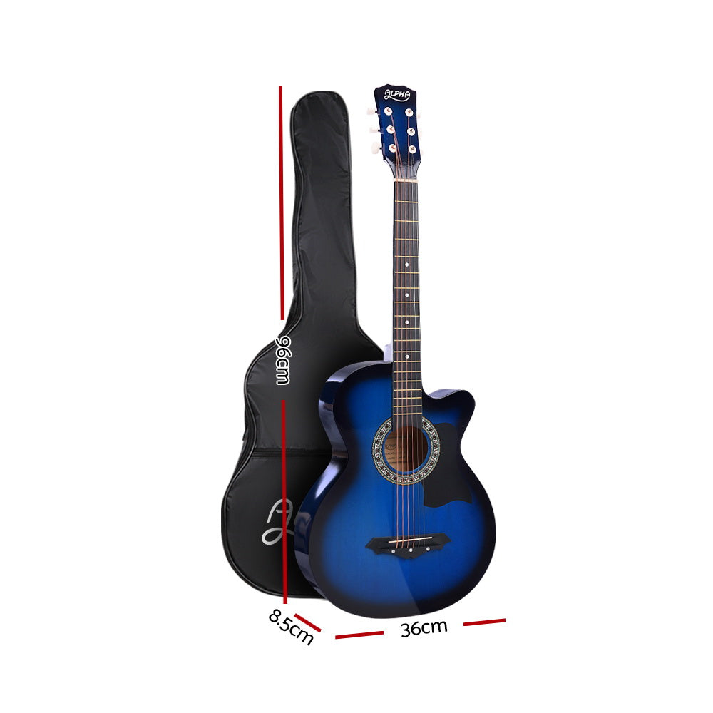 ALPHA 38 Inch Wooden Acoustic Guitar Blue - image2