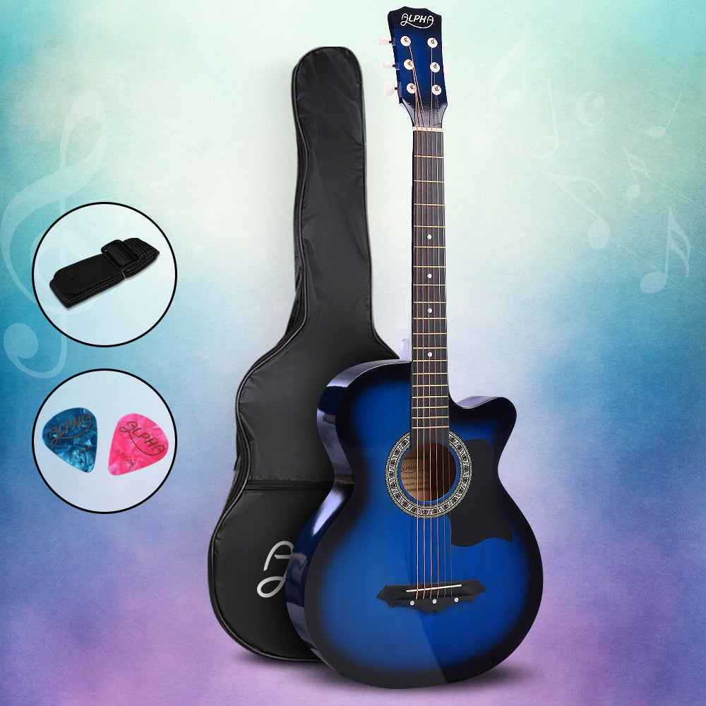 ALPHA 38 Inch Wooden Acoustic Guitar Blue - image8