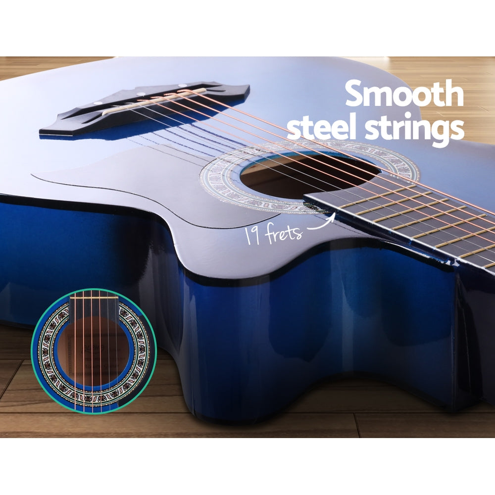ALPHA 38 Inch Wooden Acoustic Guitar with Accessories set Blue - image5