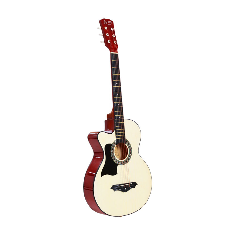 ALPHA 38 Inch Wooden Acoustic Guitar Left handed - Natural Wood - image3