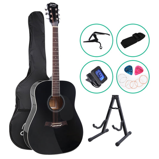 ALPHA 41 Inch Wooden Acoustic Guitar with Accessories set Black - image1
