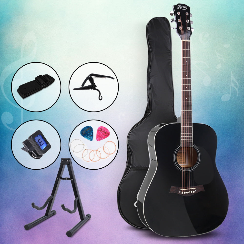 ALPHA 41 Inch Wooden Acoustic Guitar with Accessories set Black - image8