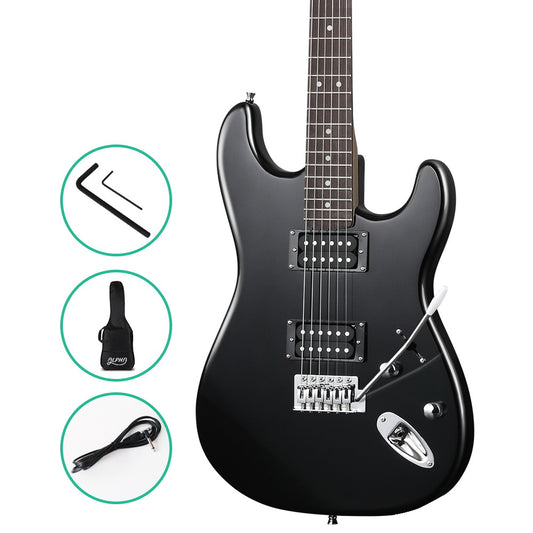 Alpha Electric Guitar Music String Instrument Rock Black Carry Bag Steel String - image1