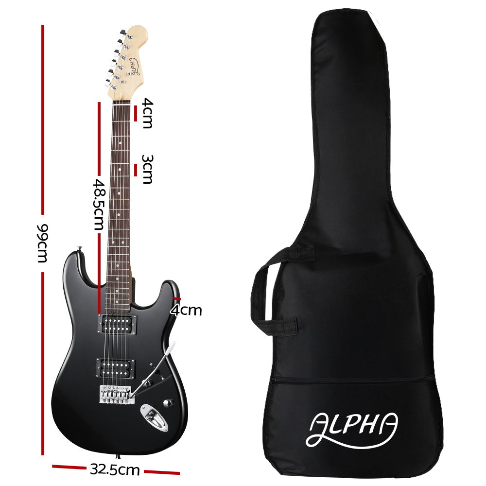 Alpha Electric Guitar Music String Instrument Rock Black Carry Bag Steel String - image2