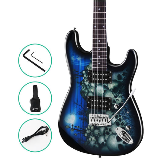 Alpha Electric Guitar Music String Instrument Rock Blue Carry Bag Steel String - image1