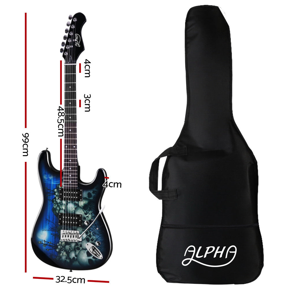 Alpha Electric Guitar Music String Instrument Rock Blue Carry Bag Steel String - image2