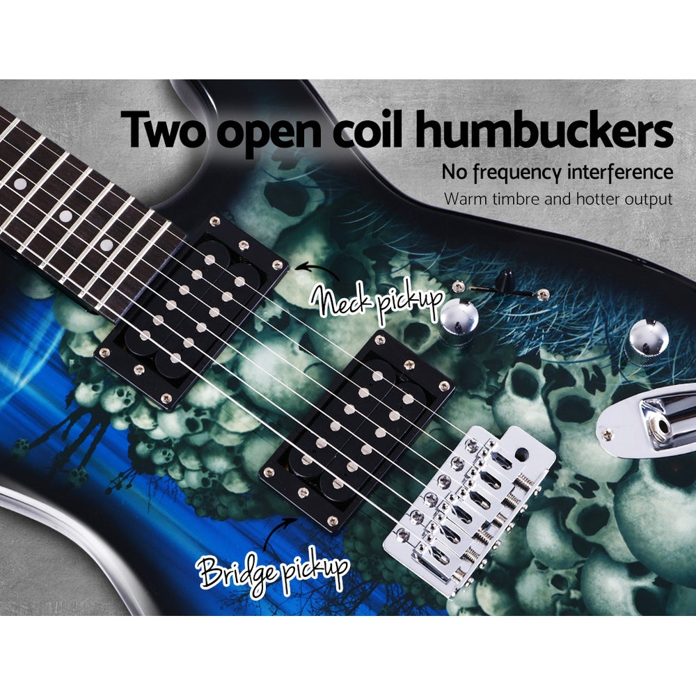Alpha Electric Guitar Music String Instrument Rock Blue Carry Bag Steel String - image5